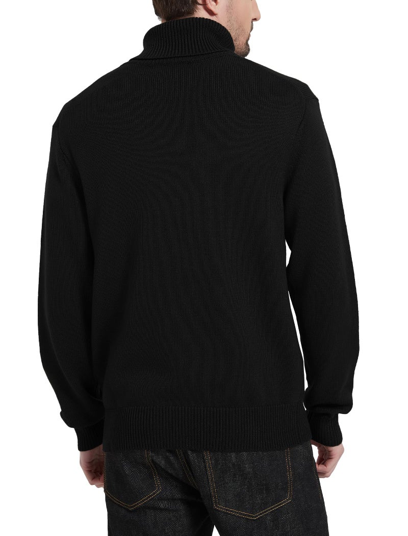 Kallspin Men's Turtleneck Sweaters Wool Blend Mid-Weight Highneck Pullover Sweaters(Black,Large) - Image 3